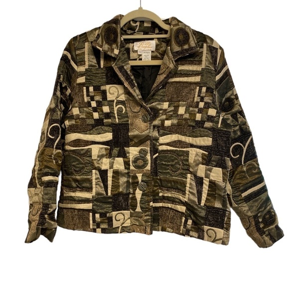 Lilly of California jacket brocade tapestry vintage long sleeve buttons Sz Large - Picture 1 of 9